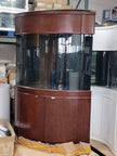 136g Corner 1/4 Cylinder Glass Reef - Ready Aquarium Set in Walnut | AQUA VIM
