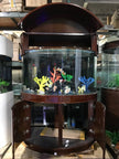 180 Gallon Half Cylinder Glass Reef - Ready Aquarium Set in Walnut | AQUA VIM