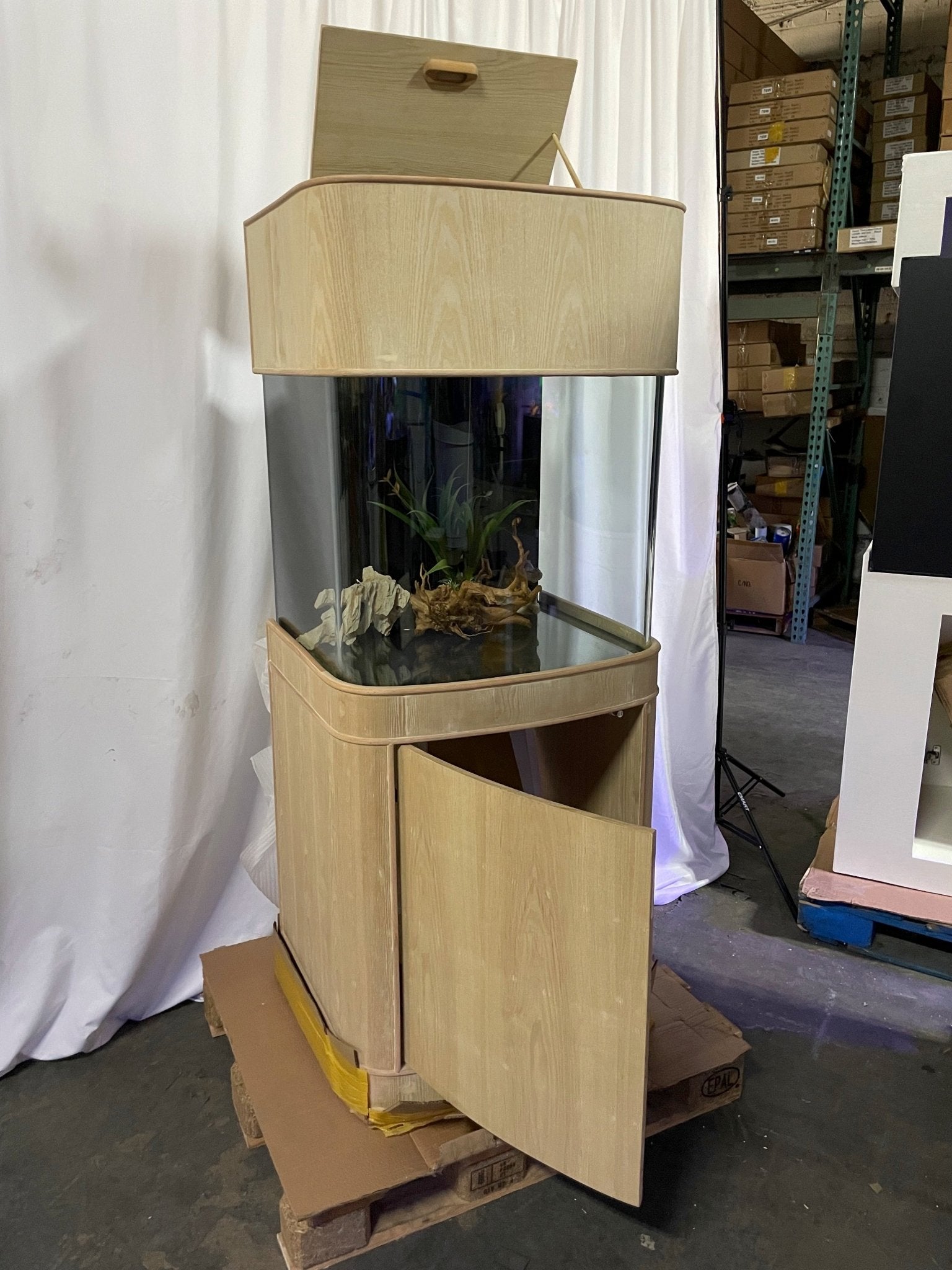 50g Reef - Ready Glass Cube Real Wood Furniture, Unstained + SUMP | AQUA VIM