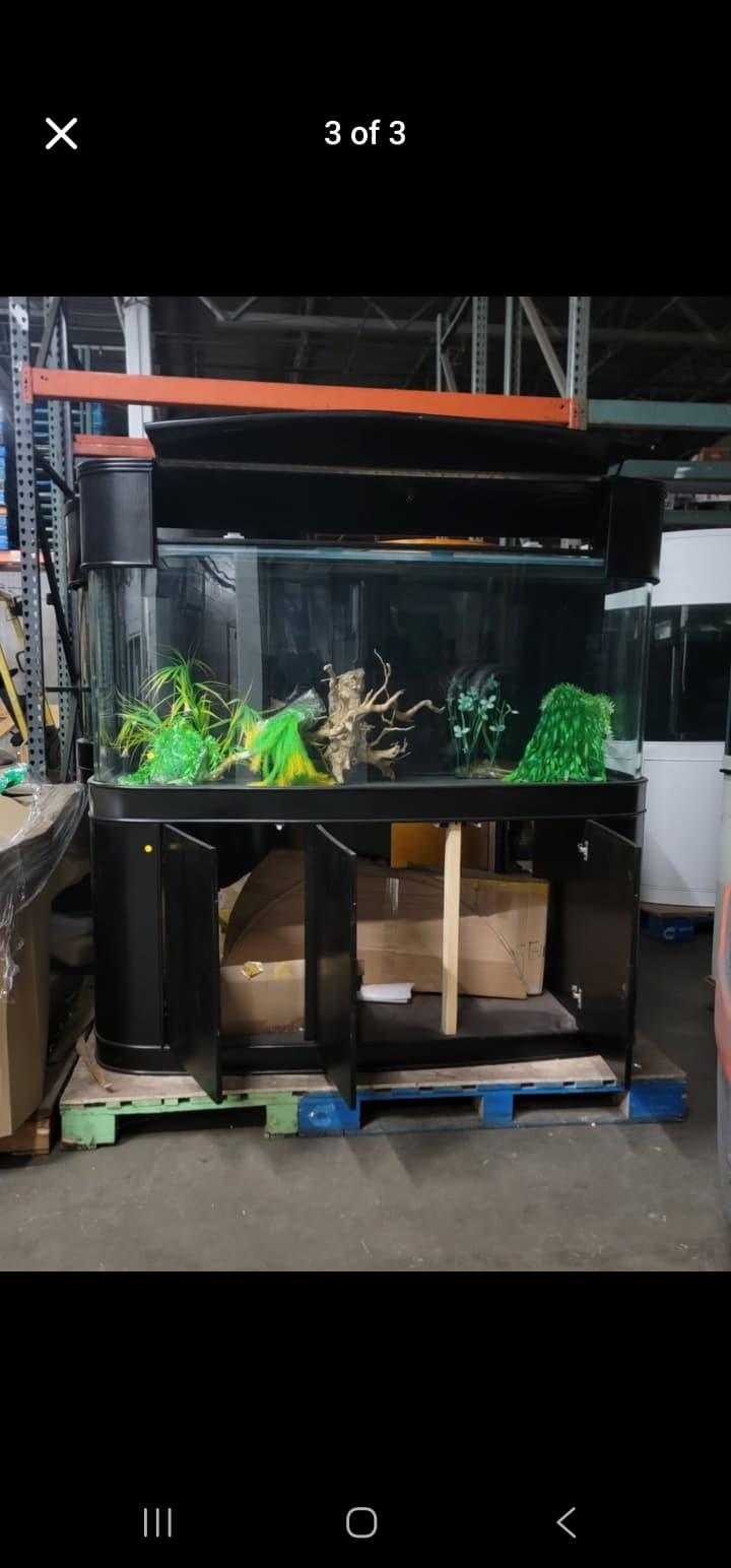 Display Model | 215g Seamless Glass Bowfront Reef-Ready Aquarium Set in Abyss Black