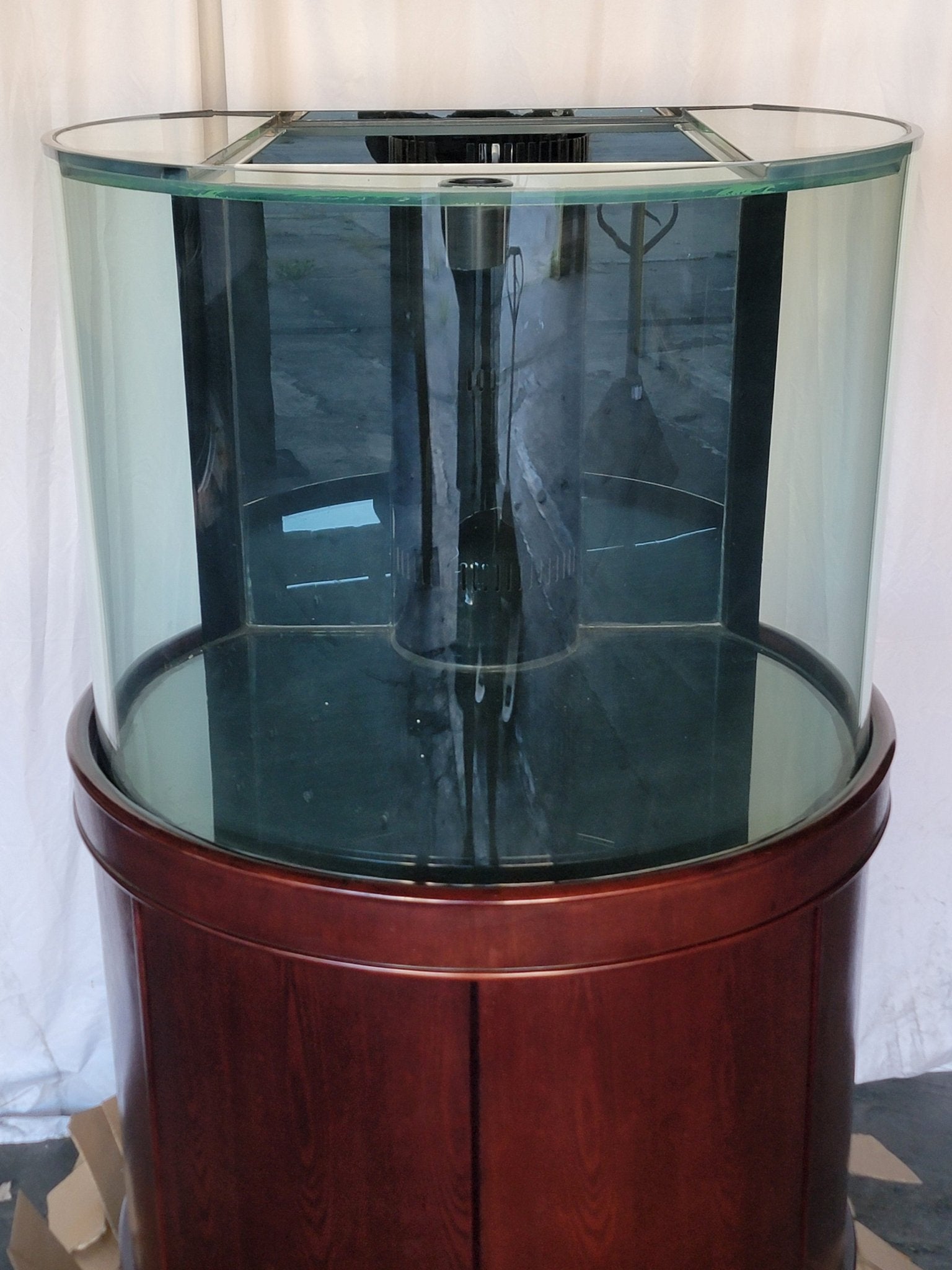 Display Model 133g 3/4 Cylinder Round Glass Reef - Ready Aquarium + Sump in Rose Cherry Furniture | AQUA VIM