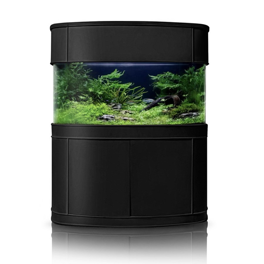 Display Model | 215g Seamless Glass Bowfront Reef-Ready Aquarium Set in Abyss Black